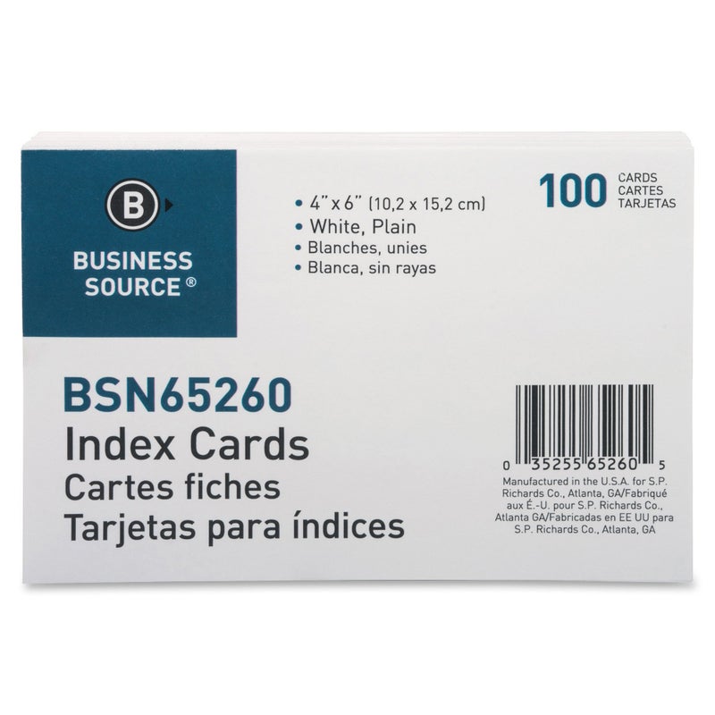 Business Source, BSN65260, Plain Index Cards, 100 / Pack - Image 1